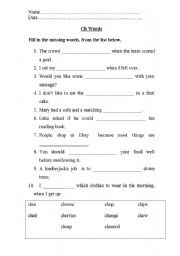 English worksheet: ch words