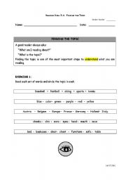 English Worksheet: Main Idea