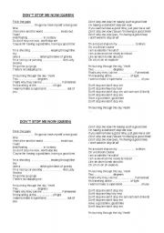English worksheet: Dont stop me now by QUEEN