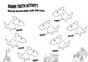 English Worksheet: Shark teeth activity