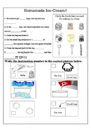 English Worksheet: Homemade Ice-Cream