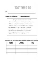 English worksheet: The Time