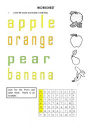 English Worksheet: the fruits