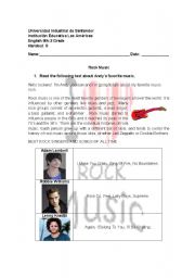 English worksheet: ROCK MUSIC