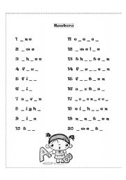 English Worksheet: Numbers 1-20 Fill in the Blank