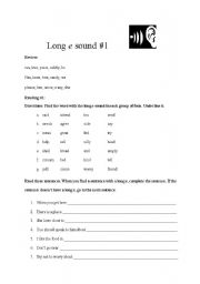 English Worksheet: Long vowels: e