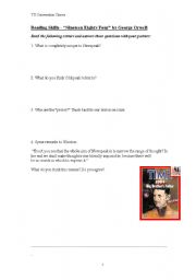 English Worksheet: Advanced Conversation Lessons - Newspeak and Language in 