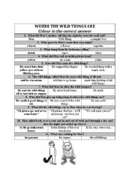 English Worksheet: where the wild things are