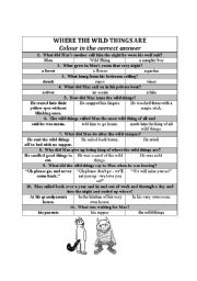 English worksheet: where the wild things are