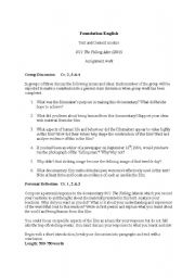 English Worksheet: 9/11 The Falling Man