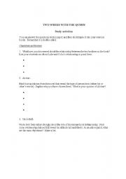 English worksheet: Two Weeks with the Queen study questions 1