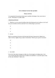 English Worksheet: Two Weeks with the Queen study questions 1
