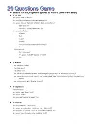 Game: 20 Questions - ESL worksheet by mulford