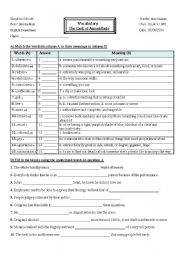 English Worksheet: Cask of Amontillado