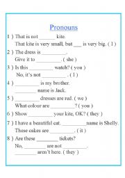 Exercise about Pronouns