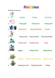 English worksheet: Hobbies