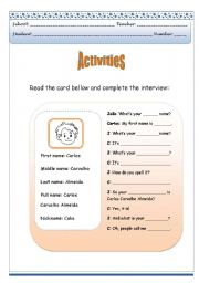 English Worksheet: Interview