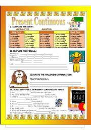 PRESENT CONTINUOUS WORKSHEET (B/W VERSION INCLUDED) 3rd OF THE GRAMMAR WSS SET