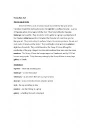 English Worksheet: Canadian Art - Group of Seven reading