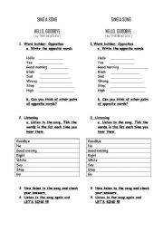 English Worksheet: Hello goodbye