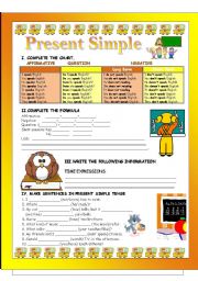 English Worksheet: PRESENT CONTINUOUS WORKSHEET (B/W VERSION INCLUDED) 4th OF THE GRAMMAR WSS SET
