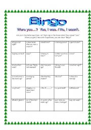English Worksheet: Bingo - Were you...?