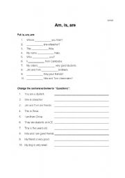 English worksheet: to be