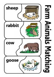English Worksheet: Farm Animals Matching 
