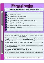 English Worksheet: Phrasal verbs1