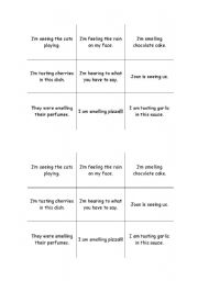 English worksheet: Verbs of the senses tictactoe