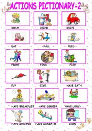 English Worksheet: actions pictionary-part2