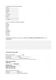 English Worksheet: Countable/Uncountable/ Plural/Quantifiers