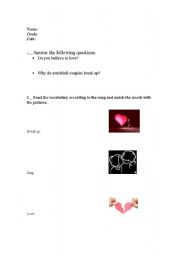 English worksheet: Song