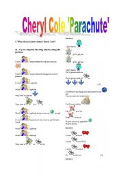 Cheryl Cole parachute song-based worksheet (FULLY EDITABLE AND ANSWER KEY INCLUDED!!!) 