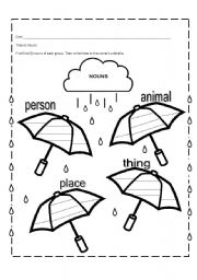 English worksheet: Noun umbrellas