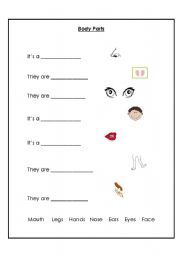 English Worksheet: body parts match up