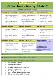 English Worksheet: Health Quiz