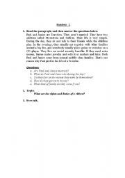 English Worksheet: oral test for students