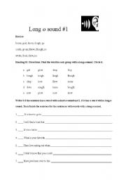 English Worksheet: Long vowels: o