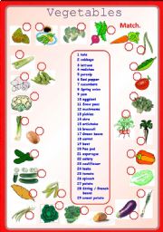 English Worksheet: Vegetables-matching **fully editable