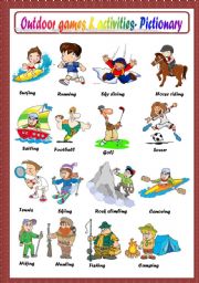 English Worksheet: OUTDOOR GAMES AND ACTIVITIES - PICTIONARY