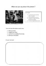 English worksheet: how to describe a picture