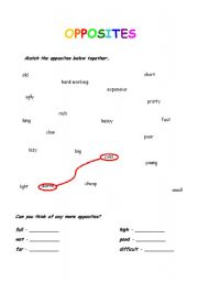 English Worksheet: Opposites