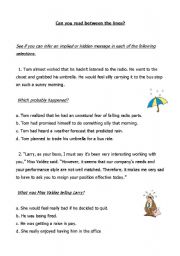 English Worksheet: Read Between the Lines