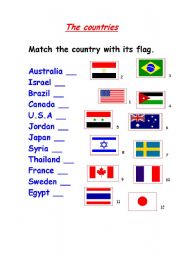 English worksheet: Countries and flags