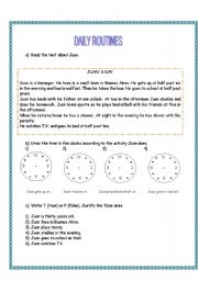 English Worksheet: DAILY ROUTINES