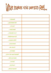 English Worksheet: Feeling and emotions guessing game