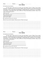 English Worksheet: Past Simple Writing Activity