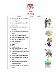 English Worksheet: Wedding (survey)
