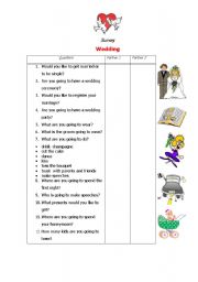 English worksheet: Wedding (survey)